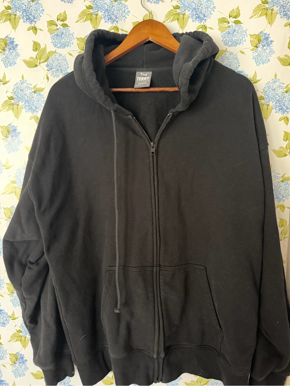 TNA oversized Black Zip-Up Hooded Sweater